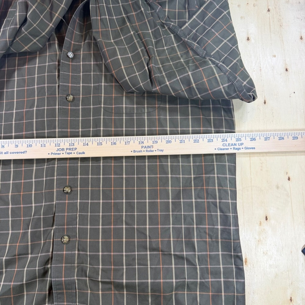 Brooks Brothers Mens Large Traditional Fit Non Iron Plaid Shirt Olive Orange - Picture 4 of 5